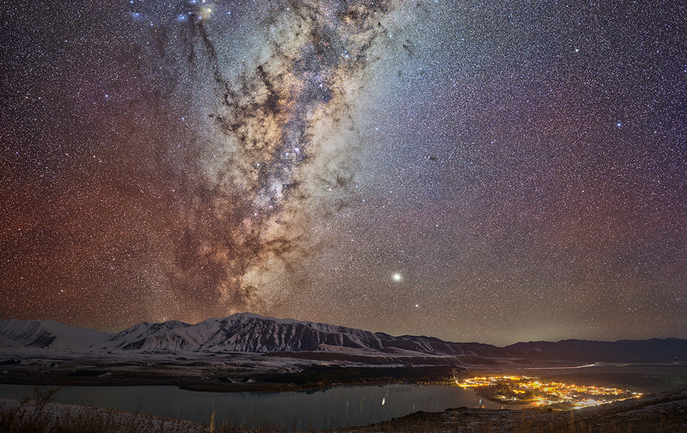The Milky Way over Tekapo Village, Canterbury, New Zealand
