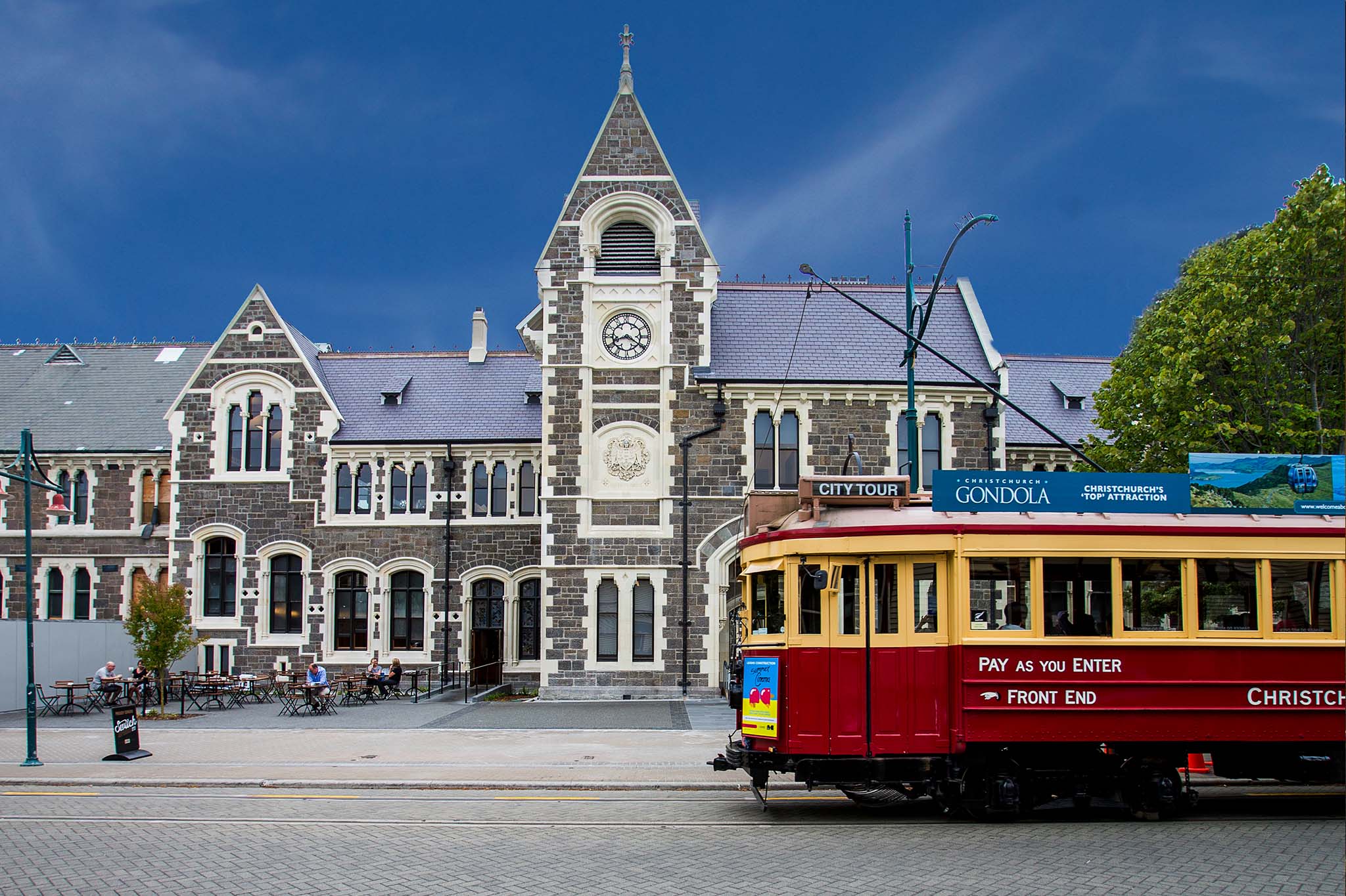 Tram passing the Arts Centre, Christchurch