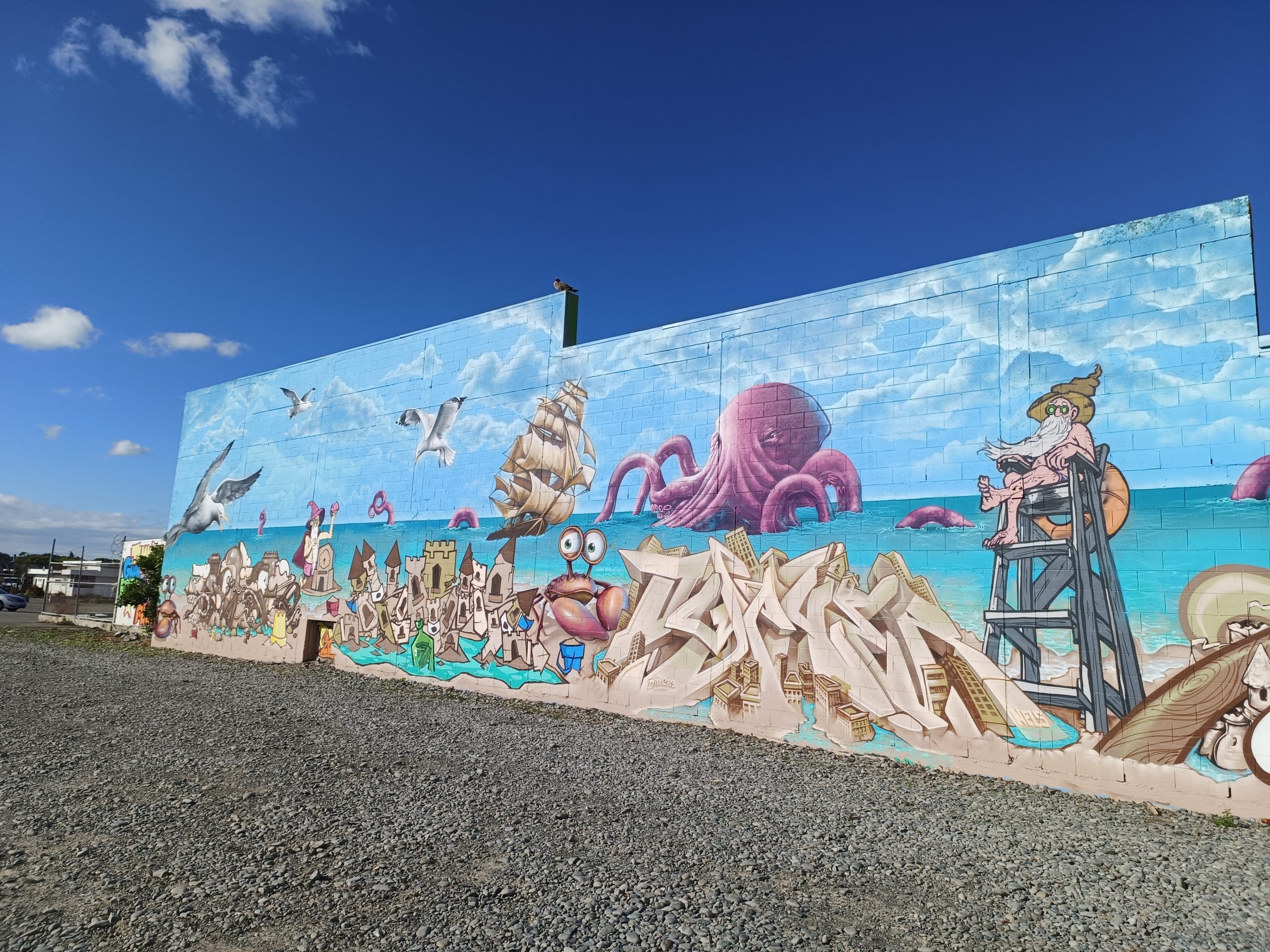 Fantasy beach scene street art