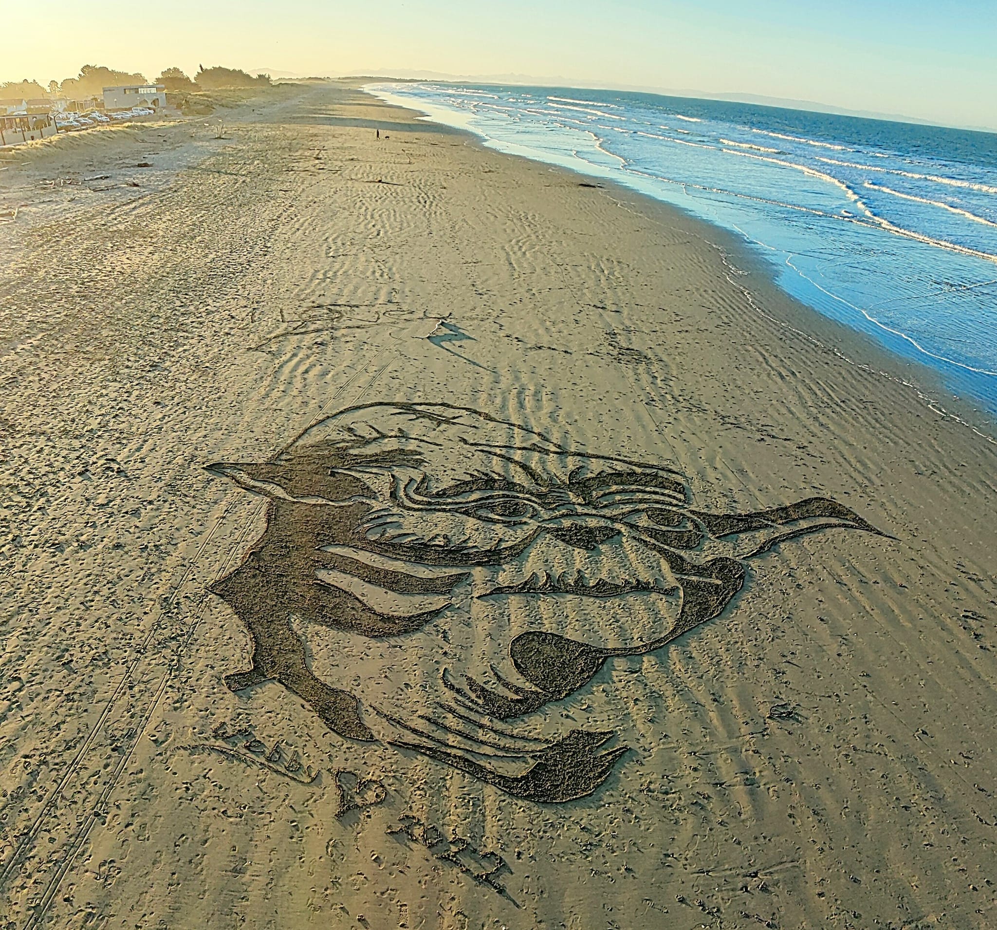 Yoda Sand Art at New Brighton Beach