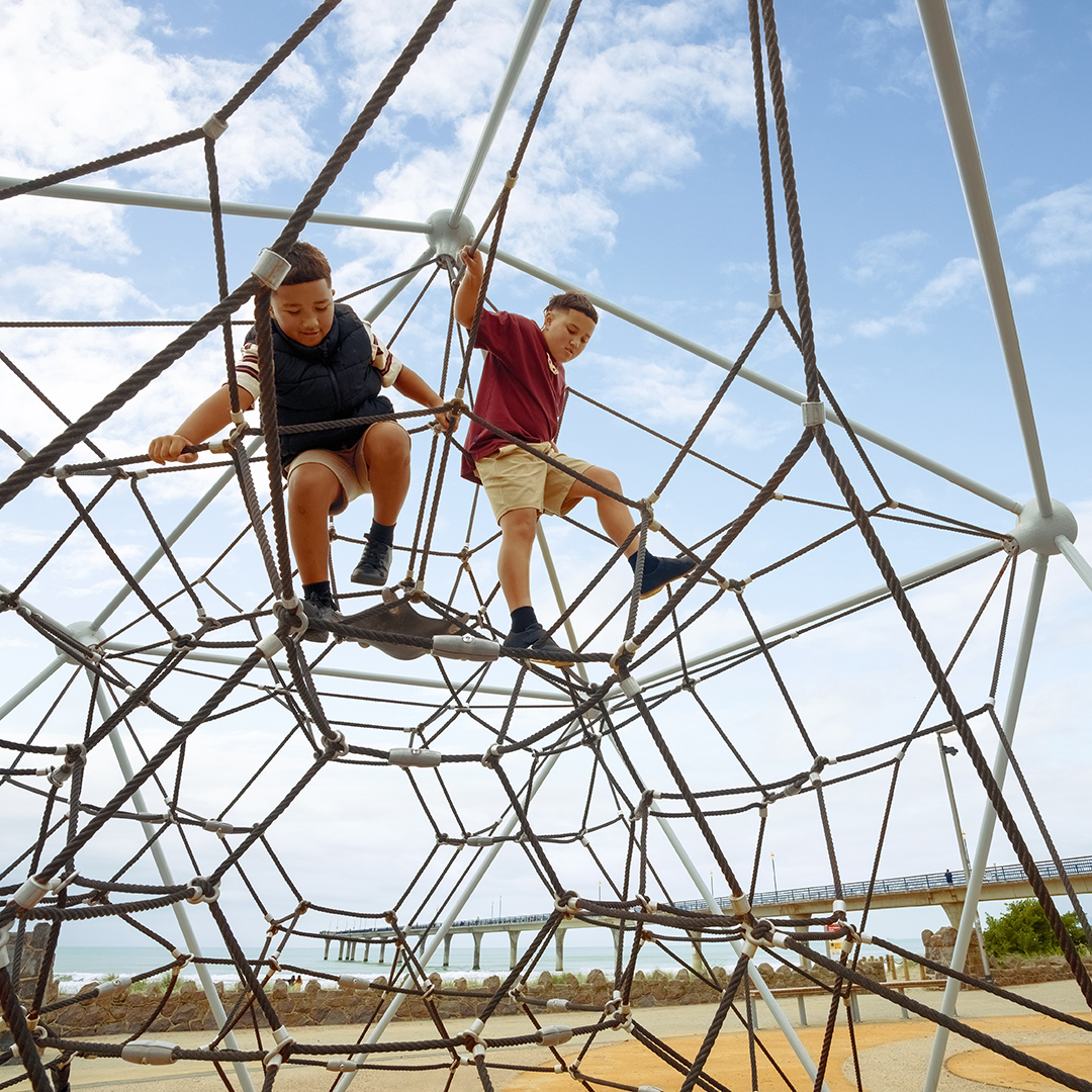 Kids playing in the New Brighton Beachside Playground